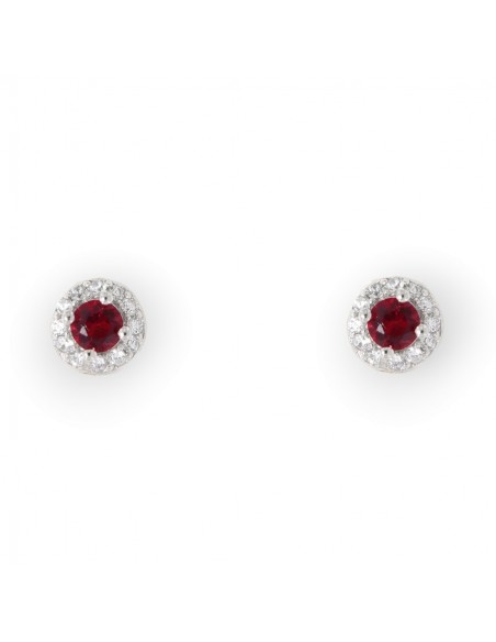 Orecchini Argento Rodiato Punto Luce Zircone Rosso [29672be8]