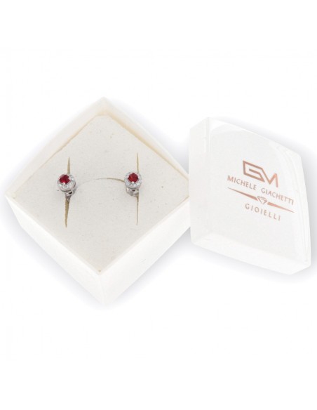 Orecchini Argento Rodiato Punto Luce Zircone Rosso [2feb4f6d]