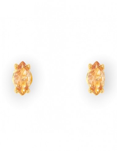 Orecchini Argento Dorato Navette Zircone Giallo [9e7aeaec]