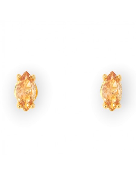 Orecchini Argento Dorato Navette Zircone Giallo [9e7aeaec]