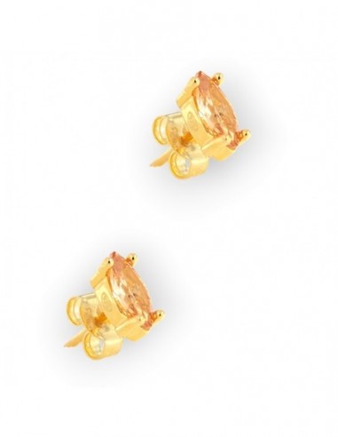 Orecchini Argento Dorato Navette Zircone Giallo [1a0a1176]