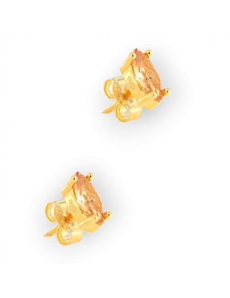 Orecchini Argento Dorato Navette Zircone Giallo [1a0a1176]
