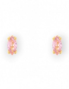 Orecchini Argento Dorato Navette Zircone Rosa7x4MM [23c7a5d4]