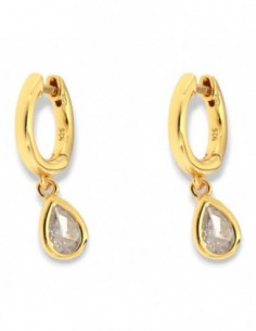 Orecchini Argento Dorato Cerchi Goccia Bianca [48754680]