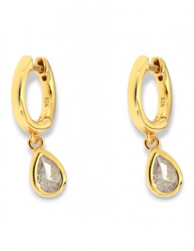Orecchini Argento Dorato Cerchi Goccia Bianca [48754680]