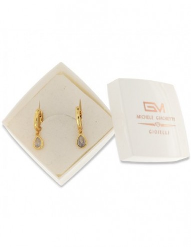 Orecchini Argento Dorato Cerchi Goccia Bianca [53b2eb09]