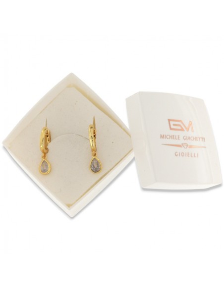 Orecchini Argento Dorato Cerchi Goccia Bianca [53b2eb09]