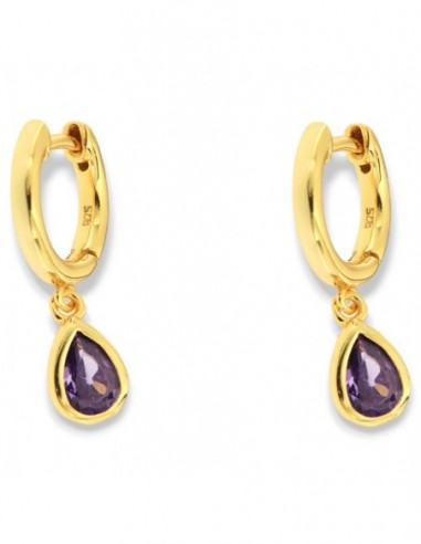 Orecchini Argento Dorato Cerchi Goccia Viola [ff688784]