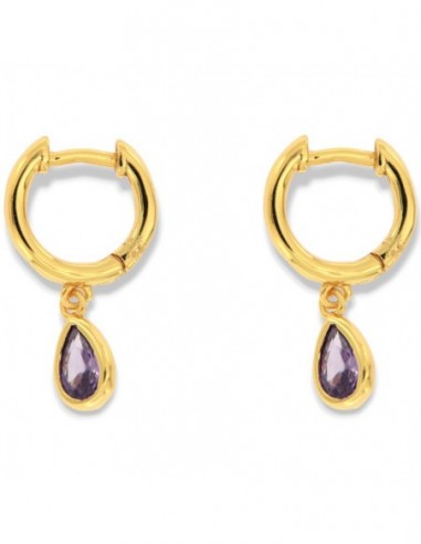 Orecchini Argento Dorato Cerchi Goccia Viola [97fcc655]