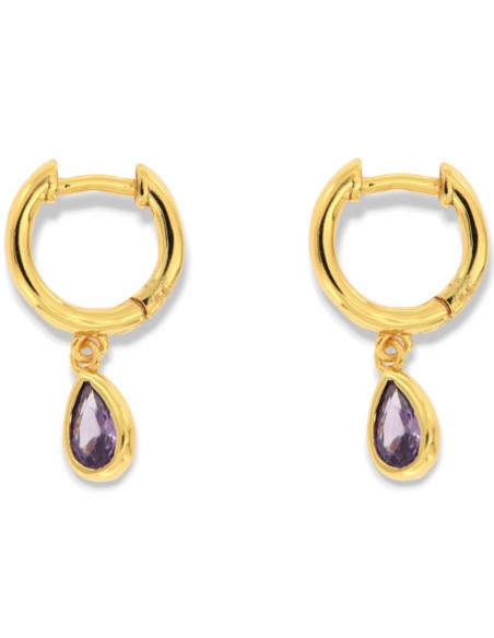 Orecchini Argento Dorato Cerchi Goccia Viola [97fcc655]
