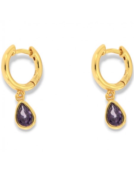 Orecchini Argento Dorato Cerchi Goccia Viola [6303f20c]