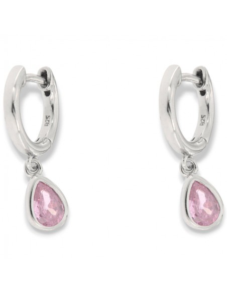 Orecchini Argento Rodiato Cerchi Goccia Rosa [264ec489]