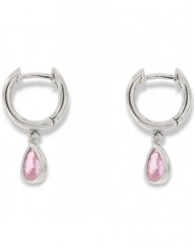 Orecchini Argento Rodiato Cerchi Goccia Rosa [efa6dc10]