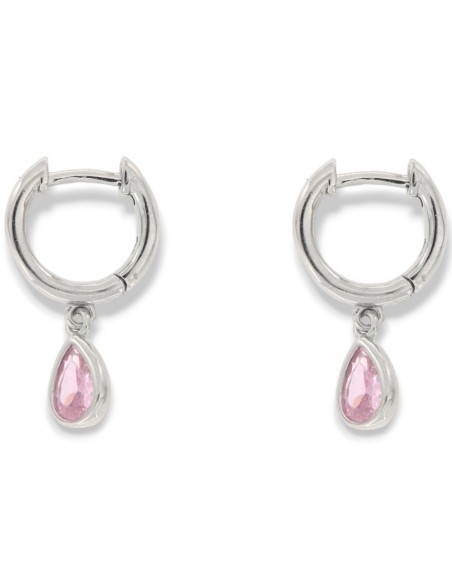 Orecchini Argento Rodiato Cerchi Goccia Rosa [efa6dc10]