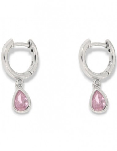 Orecchini Argento Rodiato Cerchi Goccia Rosa [eaf69b0e]