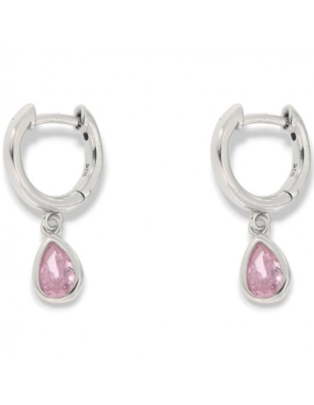 Orecchini Argento Rodiato Cerchi Goccia Rosa [eaf69b0e]