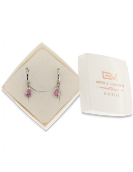 Orecchini Argento Rodiato Cerchi Goccia Rosa [5deb5a0a]