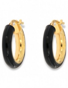 Orecchini Argento Dorato Cerchi Lisci Neri 17MM [0ec45ef5]