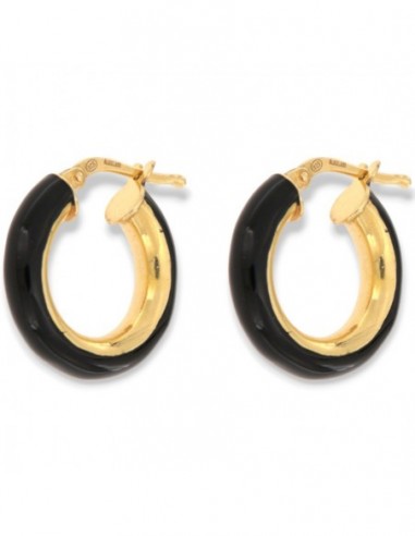 Orecchini Argento Dorato Cerchi Lisci Neri 17MM [20b8fc30]