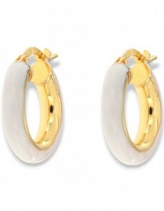 Orecchini Argento Dorato Cerchi Lisci Bianchi 17MM [0464d0c9]