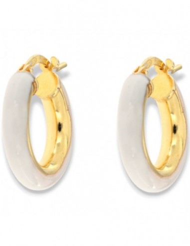 Orecchini Argento Dorato Cerchi Lisci Bianchi 17MM [0464d0c9]