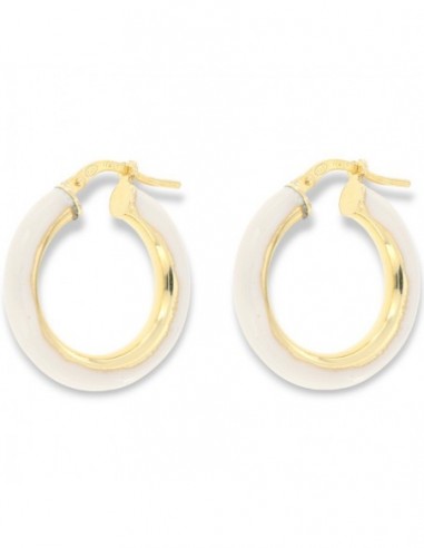 Orecchini Argento Dorato Cerchi Lisci Bianchi 22MM [8d9b323b]