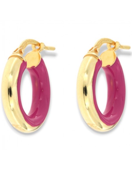 Orecchini Argento Dorato Cerchi Lisci Viola 17MM [6048c13d]