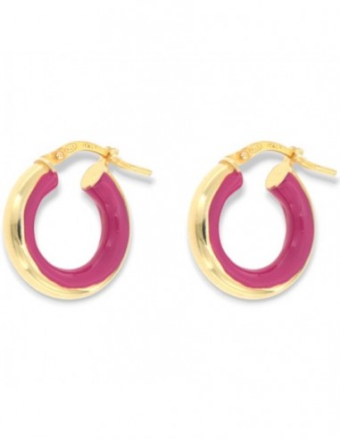Orecchini Argento Dorato Cerchi Lisci Viola 17MM [85c942e8]