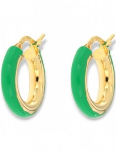 Orecchini Argento Dorato Cerchi Lisci Verdi 17MM [b96e8230]