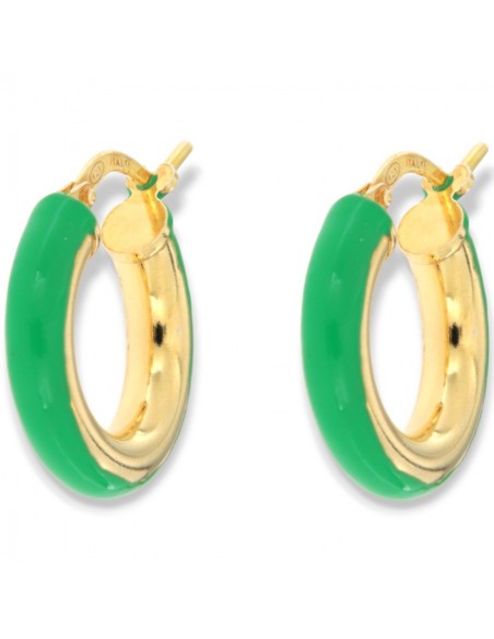 Orecchini Argento Dorato Cerchi Lisci Verdi 17MM [b96e8230]