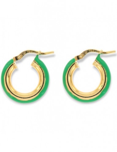Orecchini Argento Dorato Cerchi Lisci Verdi 17MM [096c6cf4]