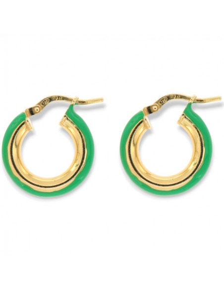 Orecchini Argento Dorato Cerchi Lisci Verdi 17MM [096c6cf4]