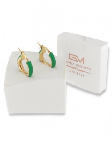 Orecchini Argento Dorato Cerchi Lisci Verdi 17MM [bb21eaee]