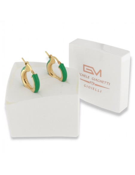Orecchini Argento Dorato Cerchi Lisci Verdi 17MM [bb21eaee]