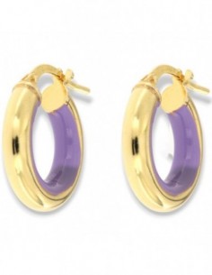 Orecchini Argento Dorato Cerchi Lisci Lilla 17MM [0b23042a]