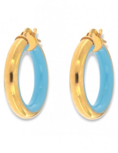 Orecchini Argento Dorato Cerchi Lisci Celeste 22MM [d2054727]
