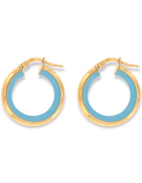 Orecchini Argento Dorato Cerchi Lisci Celeste 22MM [9272d6f2]
