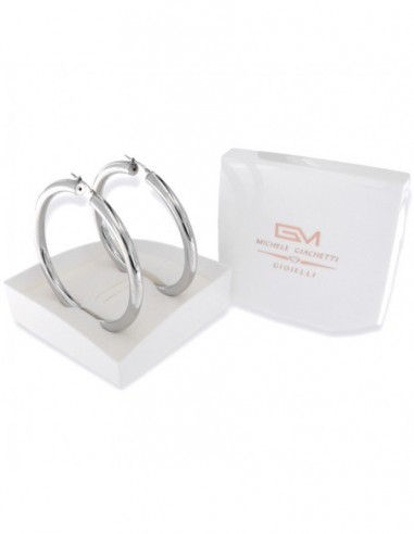 Tata Gisele Orecchini In Argento 925 Rodiato – Mezzo Cerchio Con Anelli Incrociati 22 Mm – Eleganti E Intramontabili Per Donna E Ragazza