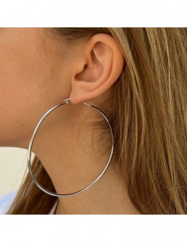 Orecchini Argento Rodiato Cerchi Lisci 75MM [884cd9fd]