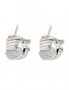 Orecchini Argento Rodiato Cerchi Fascia Con Zirco. [a2abd86d]