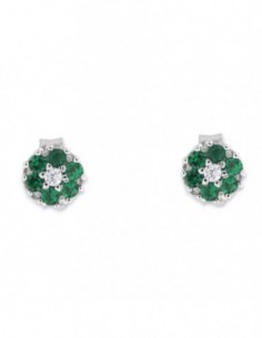 Orecchini Argento Rodiato Fiore Zirconi Verdi/Bia [c9c01d7a]