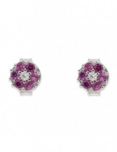 Orecchini Argento Rodiato Fiore Zirconi Viola [c3609346]