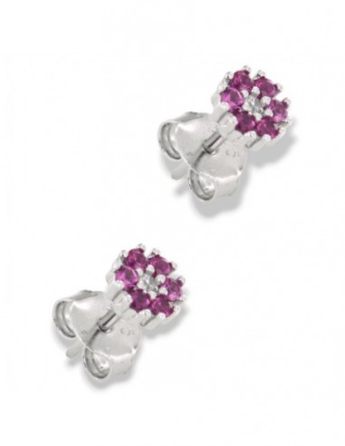 Orecchini Argento Rodiato Fiore Zirconi Viola [11d4a426]