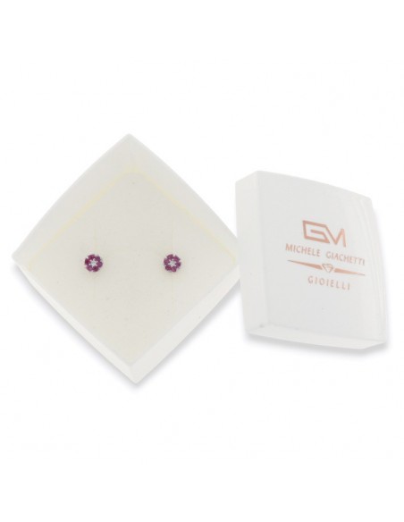 Orecchini Argento Rodiato Fiore Zirconi Viola [a399223c]