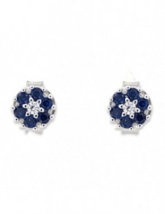 Orecchini Argento Rodiato Fiore Zirconi Blu [747d5242]