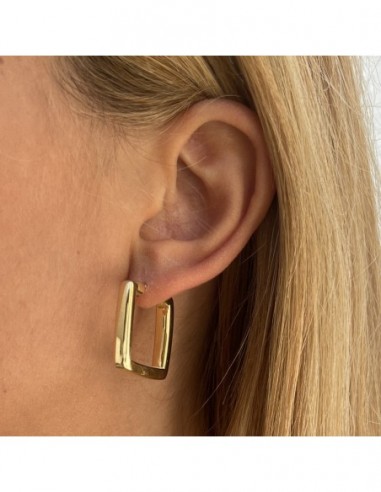 Orecchini Argento Dorato Cerchi Squadrati [276e7cf3]