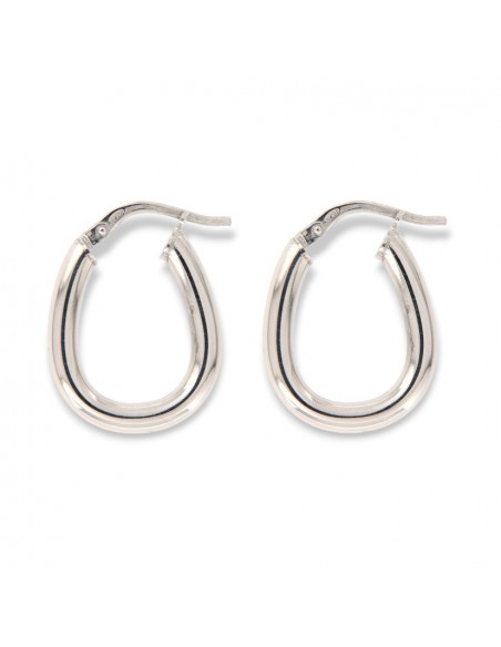 Orecchini Argento Rodiato Cerchi Ovalizzati [a64ec9fa]