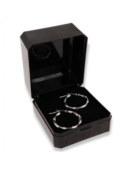 Orecchini Argento Rodiato Canna Ornata Intrecciata [cb20948c]