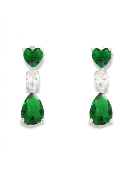 Orecchini Argento Rodiato Pendente Zirconi Verdi [74a47401]
