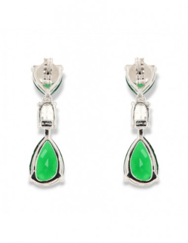 Orecchini Argento Rodiato Pendente Zirconi Verdi [5ee03351]